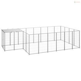 Ezüstszínű acél kutyakennel 8,47 m²