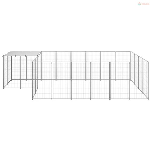 Ezüstszínű acél kutyakennel 8,47 m²