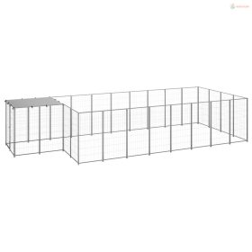 Ezüstszínű acél kutyakennel 10,89 m²