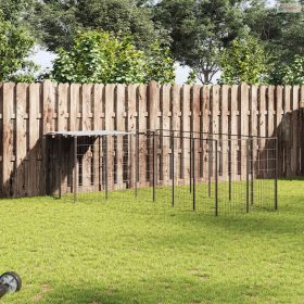 Fekete acél kutyakennel 4,84 m²