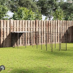 Fekete acél kutyakennel 8,47 m²