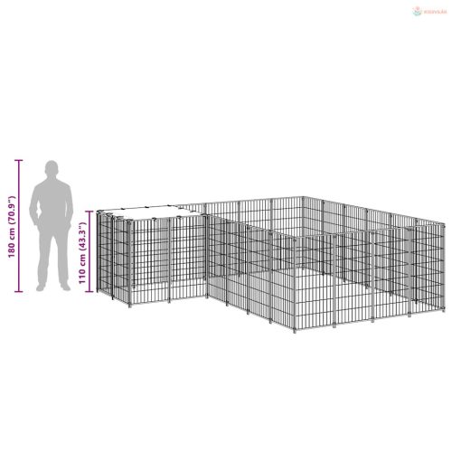 Fekete acél kutyakennel 8,47 m²