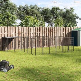 Fekete acél kutyakennel 12,1 m²