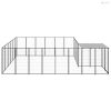 Fekete acél kutyakennel 12,1 m²