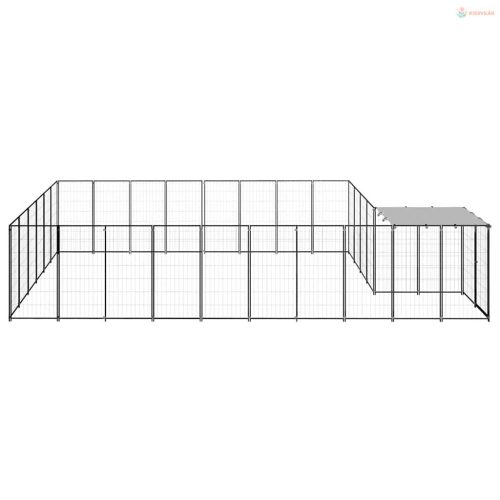 Fekete acél kutyakennel 15,73 m²