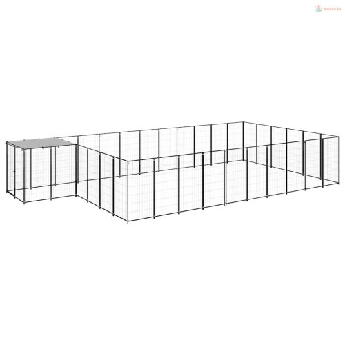 Fekete acél kutyakennel 19,36 m²