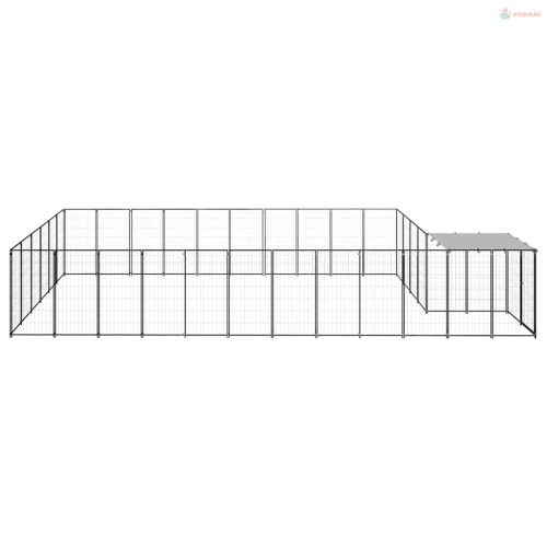 Fekete acél kutyakennel 19,36 m²