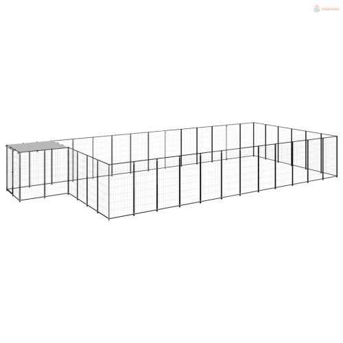Fekete acél kutyakennel 26,62 m²