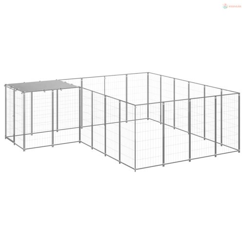 Ezüstszínű acél kutyakennel 8,47 m²
