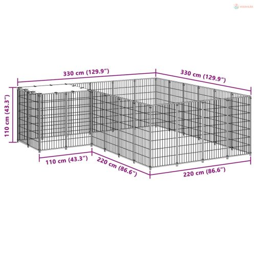 Ezüstszínű acél kutyakennel 8,47 m²