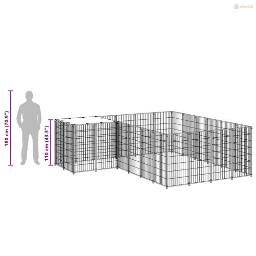 Ezüstszínű acél kutyakennel 8,47 m²