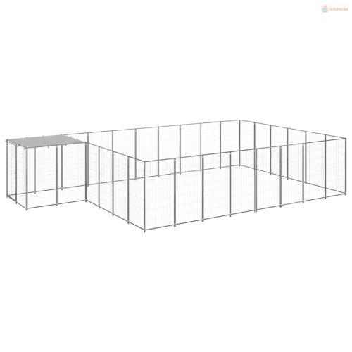 Ezüstszínű acél kutyakennel 15,73 m²