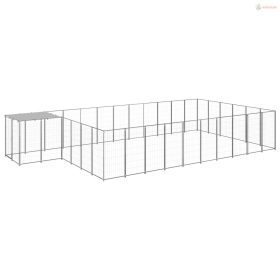 Ezüstszínű acél kutyakennel 19,36 m²