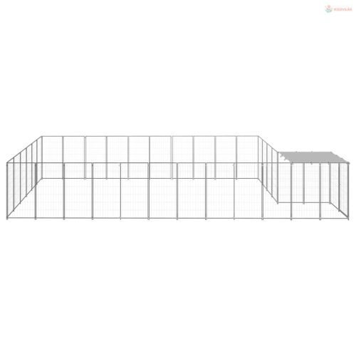 Ezüstszínű acél kutyakennel 19,36 m²