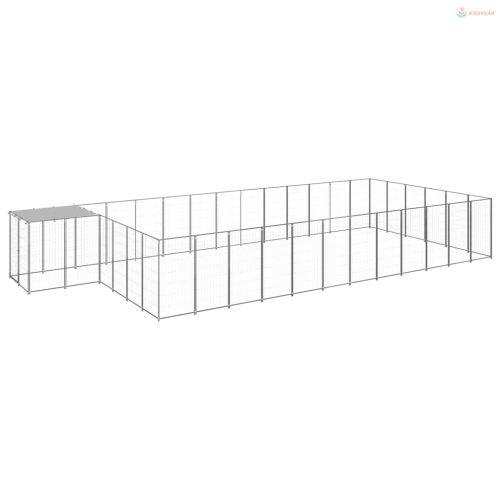Ezüstszínű acél kutyakennel 22,99 m²