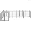 Fekete acél kutyakennel 6,05 m²