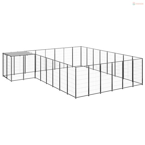 Fekete acél kutyakennel 15,73 m²