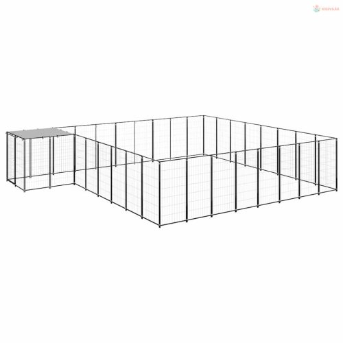 Fekete acél kutyakennel 20,57 m²