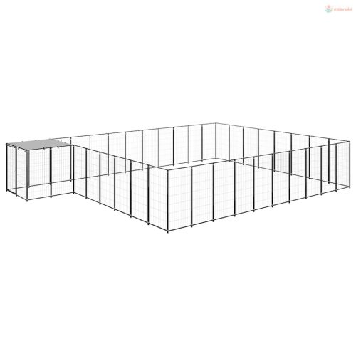 Fekete acél kutyakennel 25,41 m²