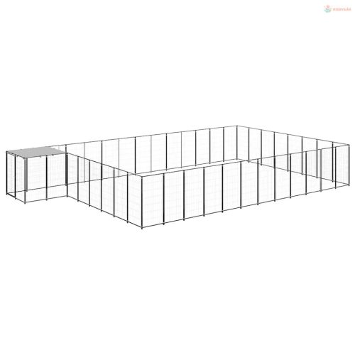 Fekete acél kutyakennel 30,25 m²