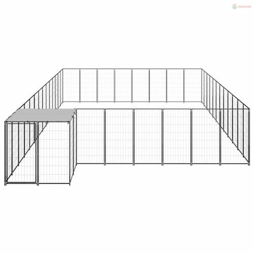 Fekete acél kutyakennel 30,25 m²