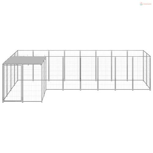 Ezüstszínű acél kutyakennel 6,05 m²