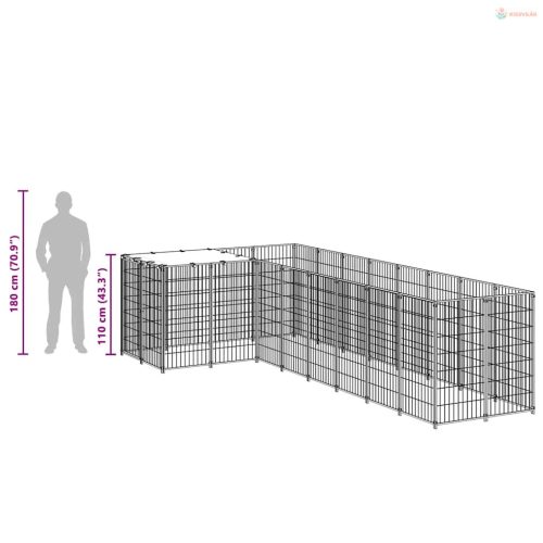 Ezüstszínű acél kutyakennel 6,05 m²