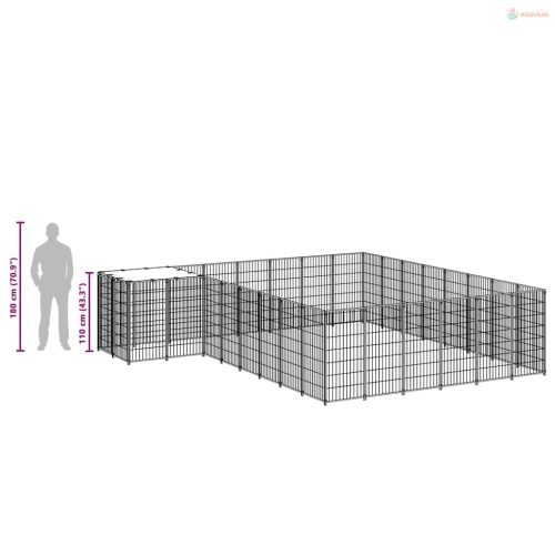 Ezüstszínű acél kutyakennel 15,73 m²