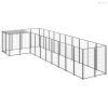 Fekete acél kutyakennel 7,26 m²