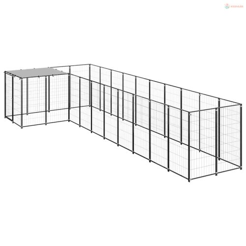 Fekete acél kutyakennel 7,26 m²