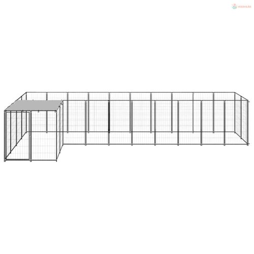 Fekete acél kutyakennel 7,26 m²