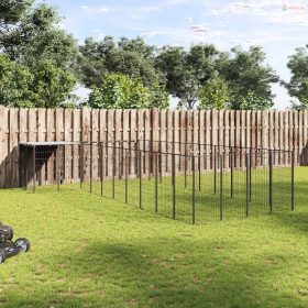 Fekete acél kutyakennel 13,31 m²