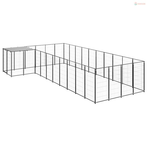 Fekete acél kutyakennel 13,31 m²