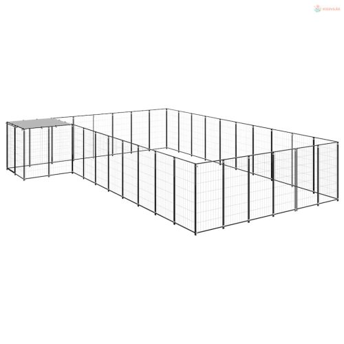 Fekete acél kutyakennel 19,36 m²
