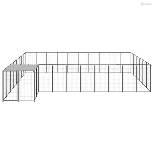Fekete acél kutyakennel 19,36 m²