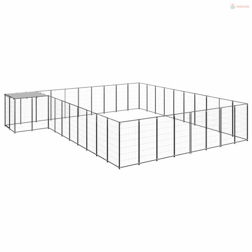 Fekete acél kutyakennel 25,41 m²