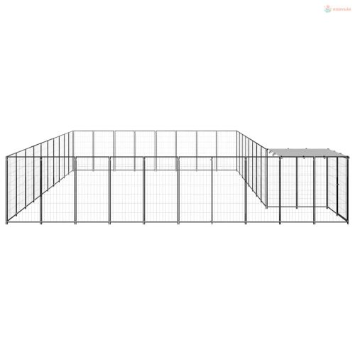 Fekete acél kutyakennel 25,41 m²