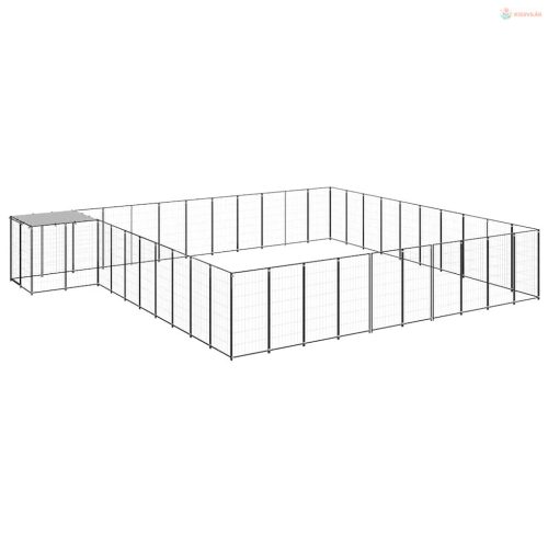 Fekete acél kutyakennel 31,46 m²