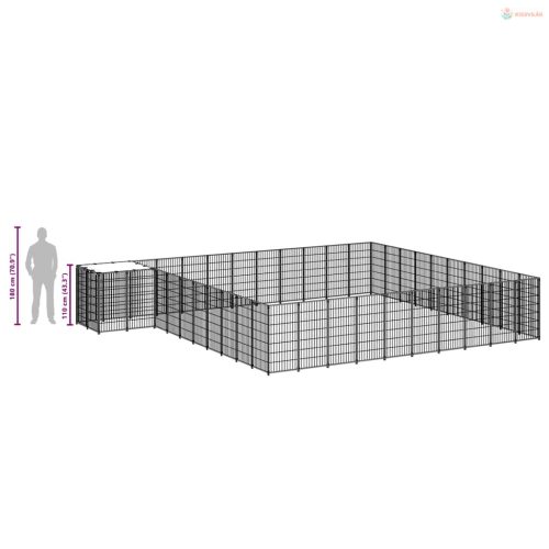 Fekete acél kutyakennel 31,46 m²