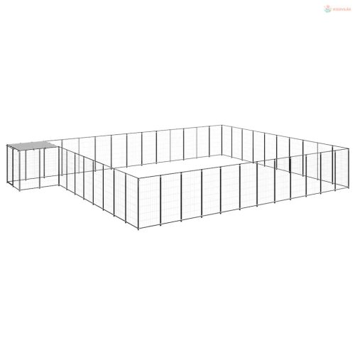Fekete acél kutyakennel 37,51 m²
