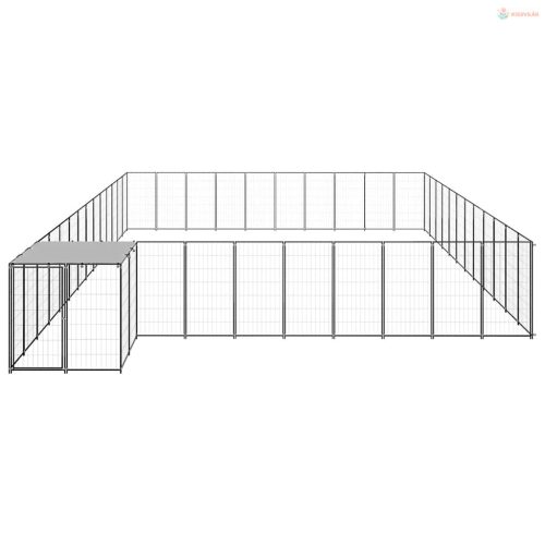 Fekete acél kutyakennel 37,51 m²