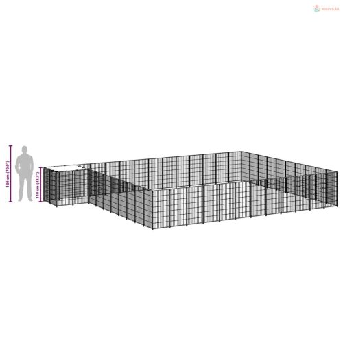 Fekete acél kutyakennel 37,51 m²