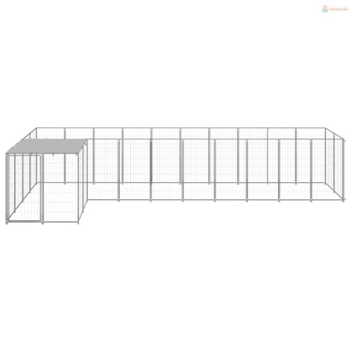 Ezüstszínű acél kutyakennel 7,26 m²