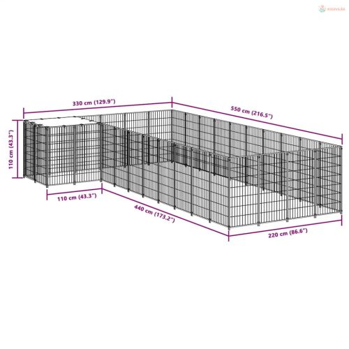 Ezüstszínű acél kutyakennel 13,31 m²