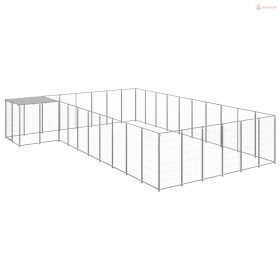 Ezüstszínű acél kutyakennel 19,36 m²