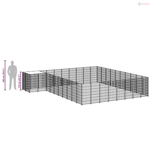 Ezüstszínű acél kutyakennel 25,41 m²