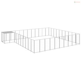 Ezüstszínű acél kutyakennel 31,46 m²