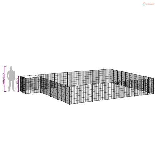 Ezüstszínű acél kutyakennel 37,51 m²