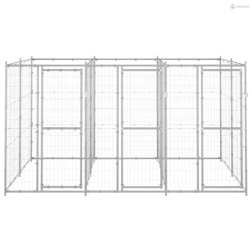 Kültéri horganyozott acél kutyakennel 7,26 m²
