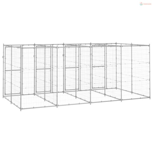 Kültéri horganyozott acél kutyakennel 9,68 m²